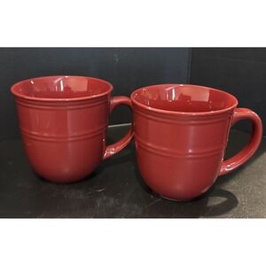 Mainstays Rainforest Sedona Red Embossed Ring Stoneware Coffee Mug Mugs Set Of 2